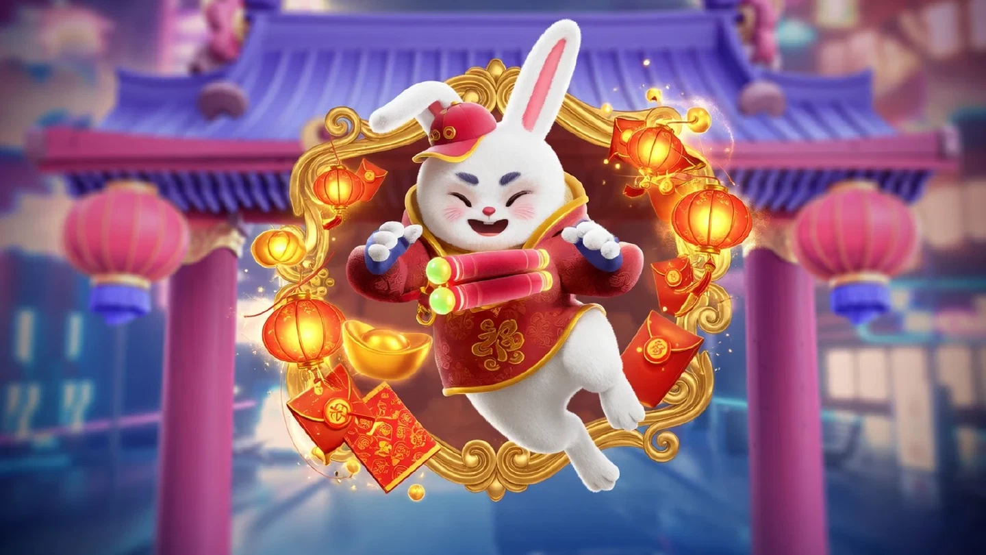 Fortune Rabbit character with red envelopes and gold decorations