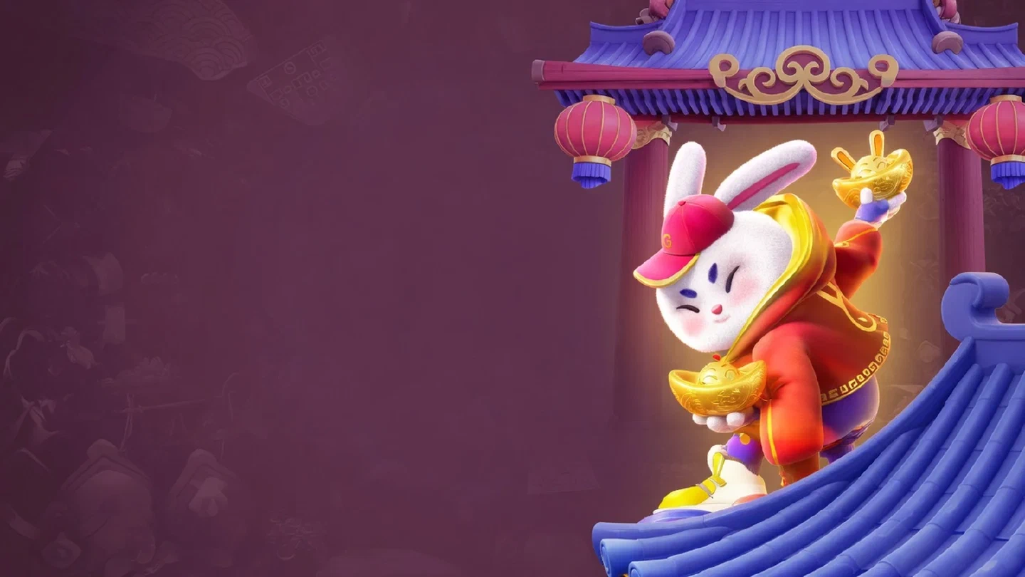 Fortune Rabbit character against a lantern-lit village backdrop