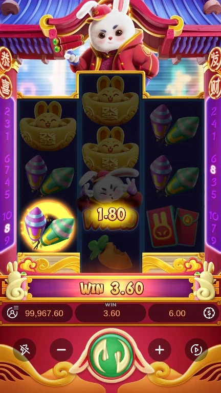 Fortune Rabbit demo reels showing a completed spin