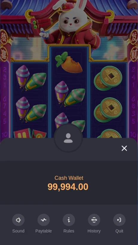 Fortune Rabbit demo menu with game settings