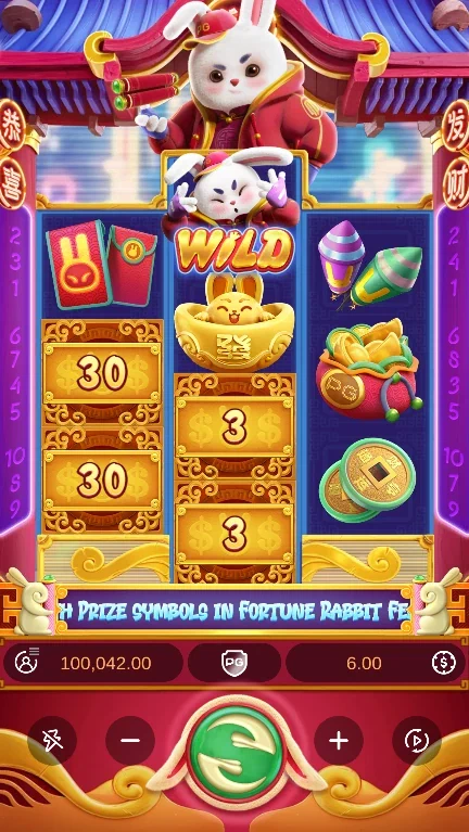 Prize and Wild symbols on the Fortune Rabbit demo board